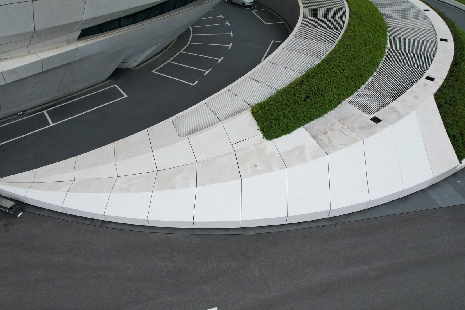 White curved landscape elements from above